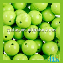 Perlas de silicona de grano redondo verde brillante bola de material acrílico